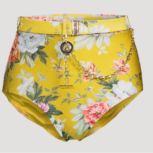 ZIMMERMANN Pattie Bikini Bottom In Floral Print Mustard Rose - Picture 4 of 14